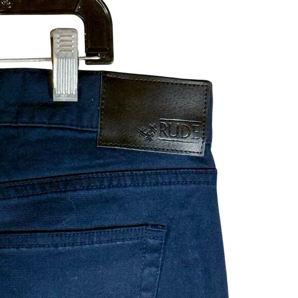 RUDE Hot Topic NWT Men's 38 Dark Navy Blue Skinny Chino Pants Light Stretch - Picture 10 of 11